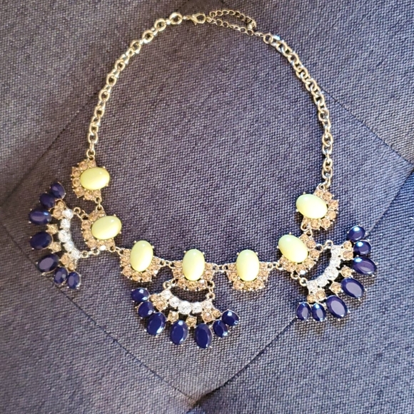 Navy yellow statement necklace - Picture 2 of 4